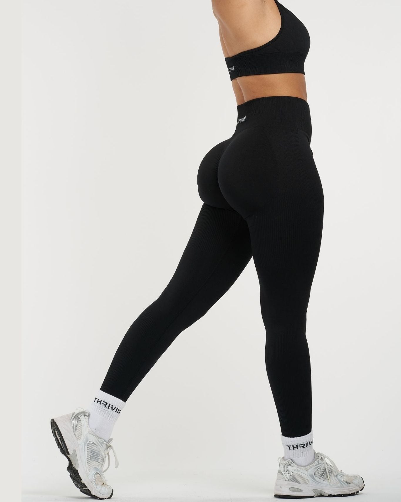 Sculptv2 Ribbed Contour Leggings - Pure Black