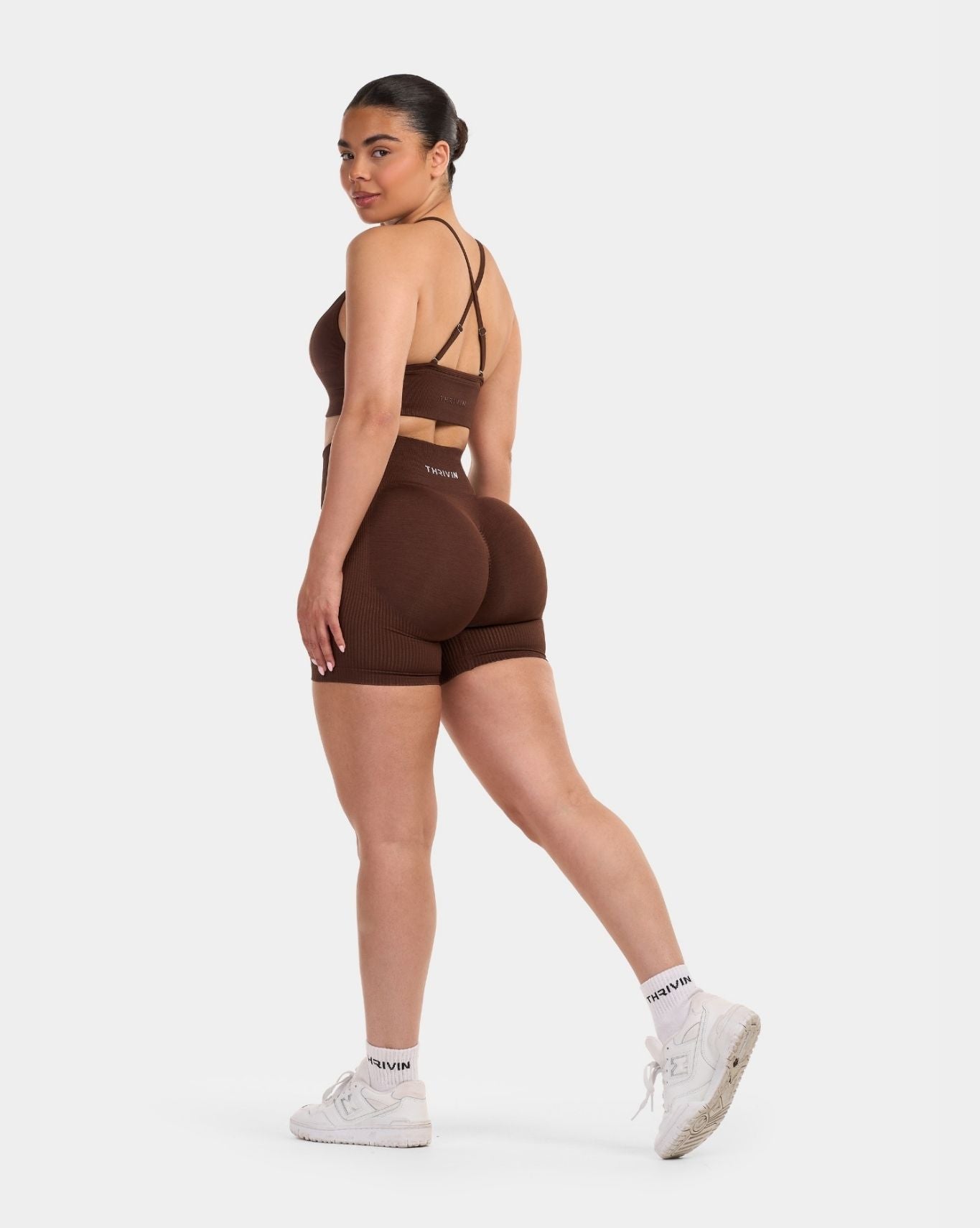 Seamless Sculpt Ribbed Contour Shorts | Bourbon Brown