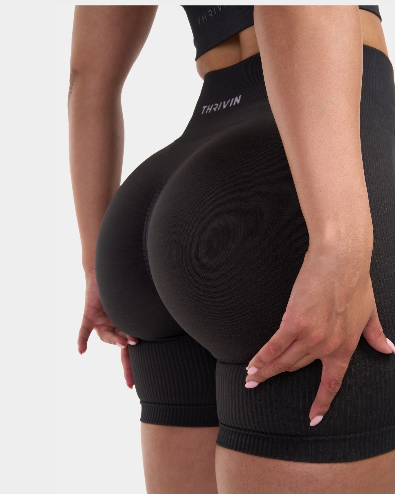 Seamless Sculpt Ribbed Contour Shorts | Charcoal Grey