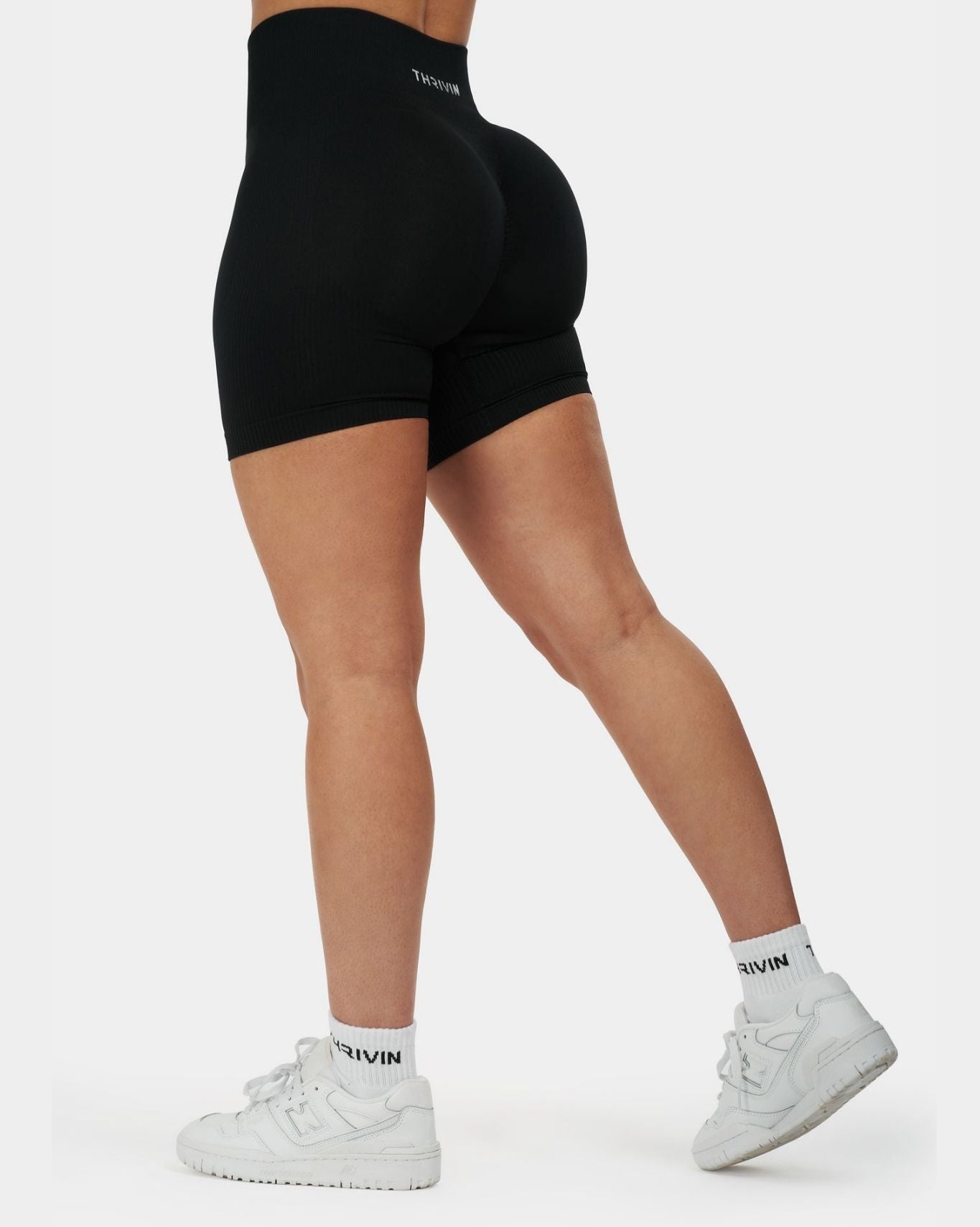 Seamless Sculpt Ribbed Contour Shorts | Pure Black