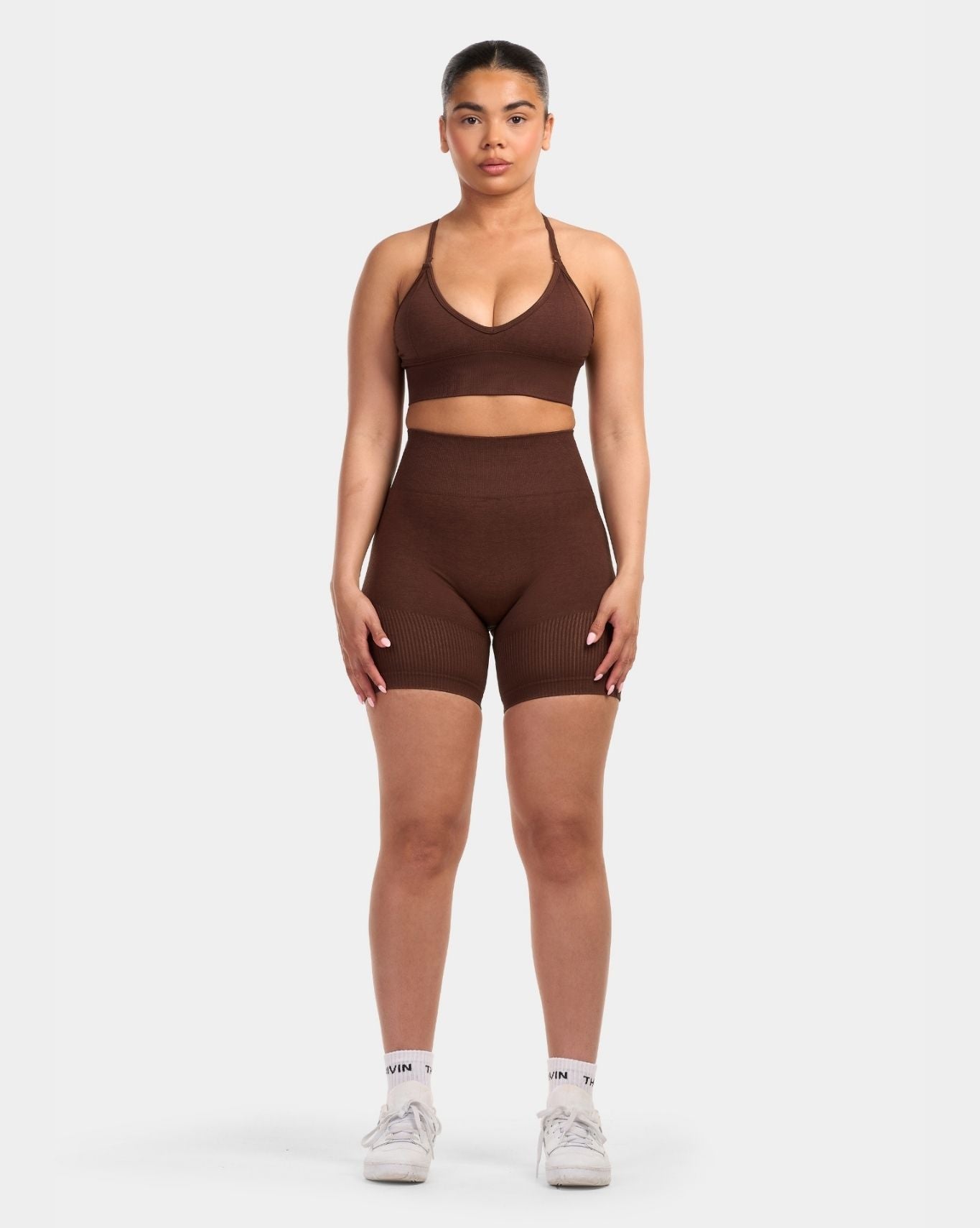 Seamless Sculpt Ribbed Contour Shorts | Bourbon Brown