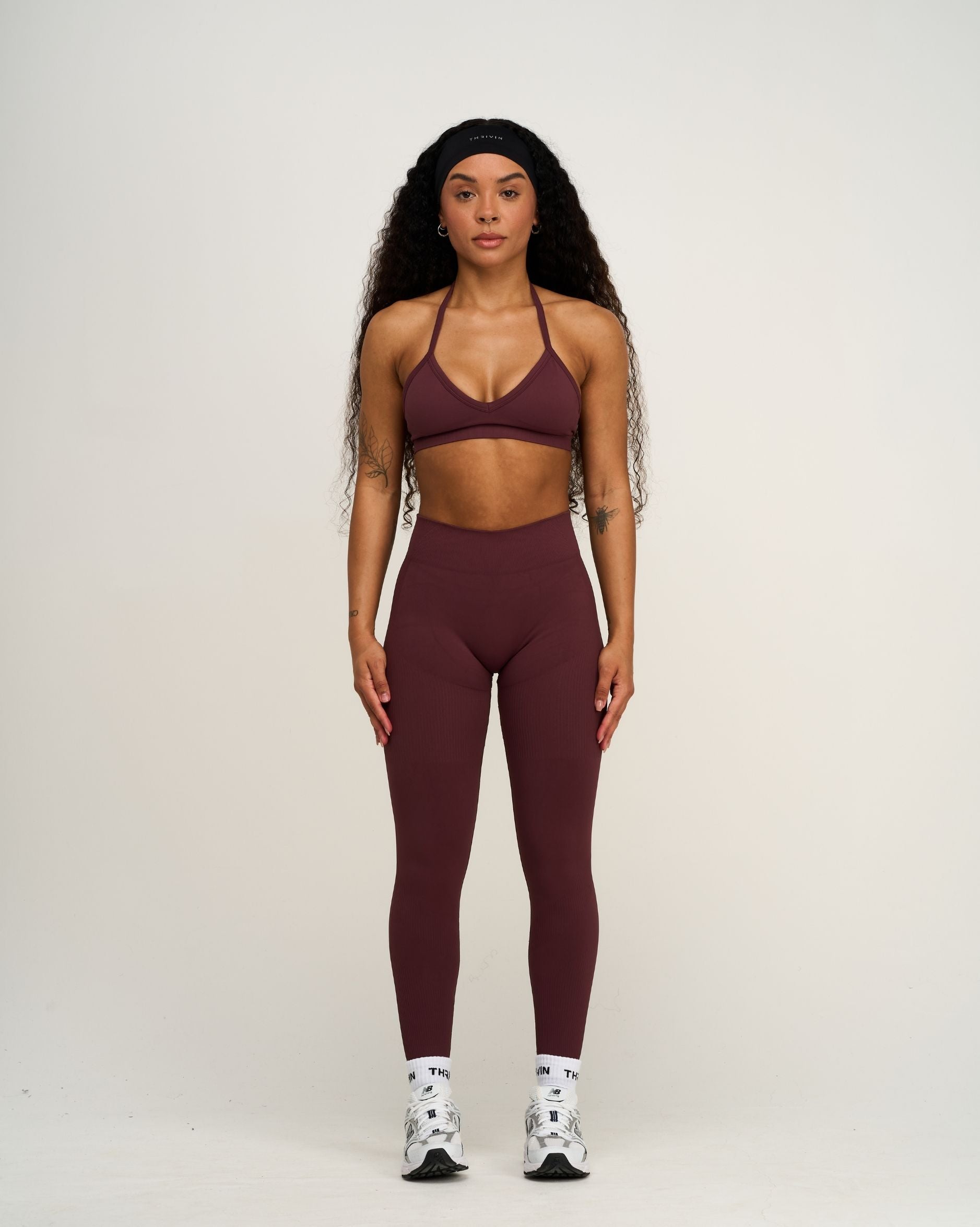Elevate™ Ribbed Mid-Waisted Contour Leggings | Dark Mauve