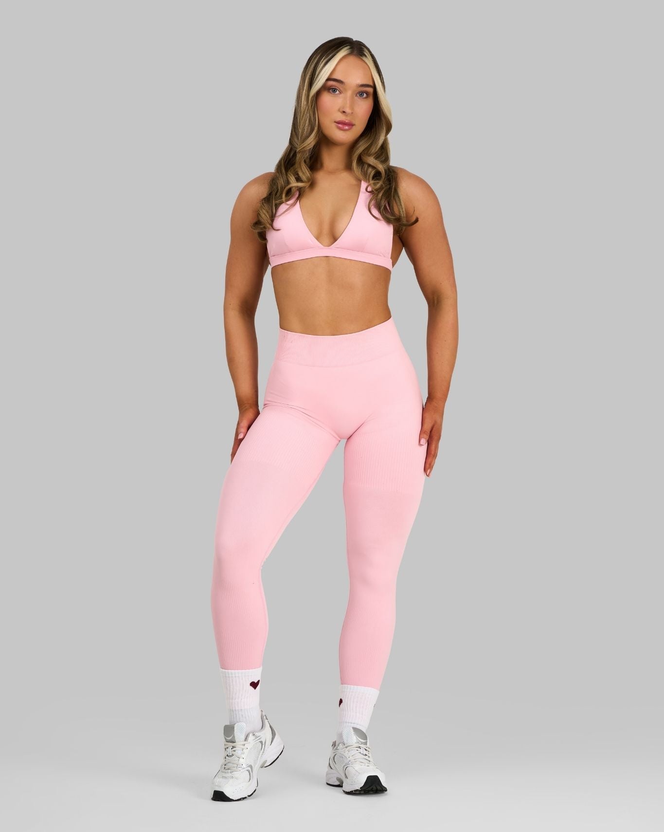 Elevate Ribbed Mid-Waisted Contour Leggings | Cotton Pink