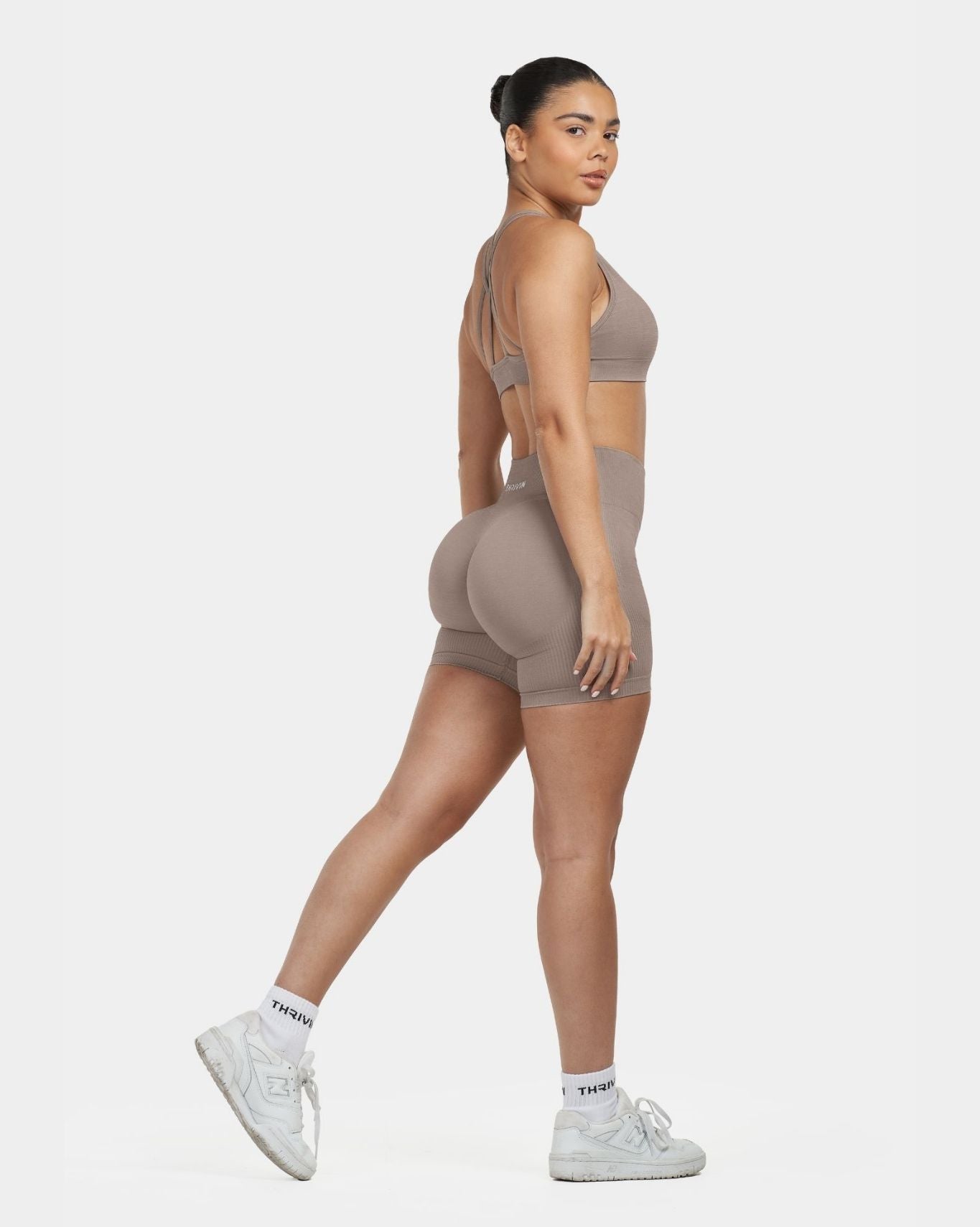Seamless Sculpt Ribbed Contour Shorts | Khaki
