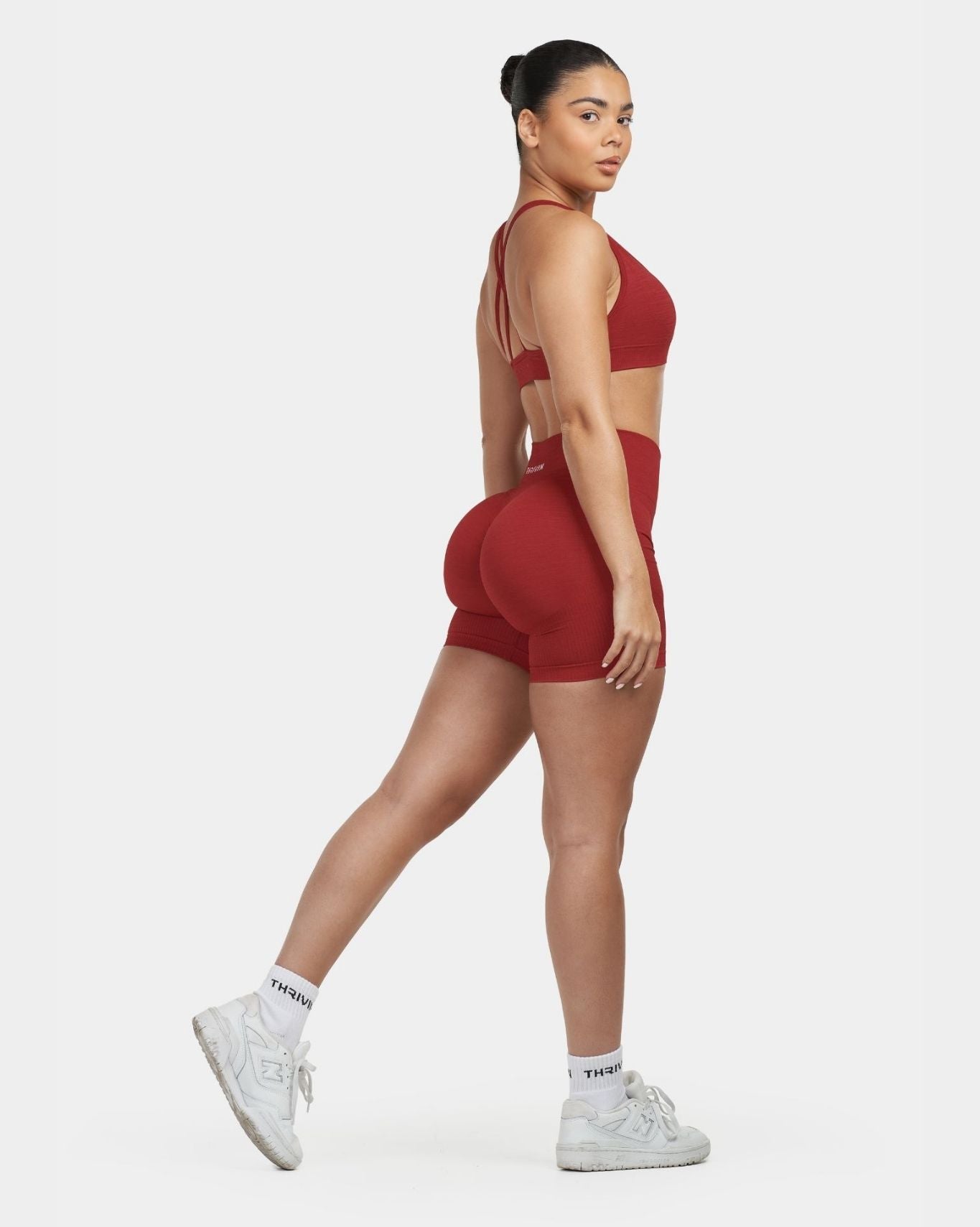 Seamless Sculpt Ribbed Contour Shorts | Cherry Spice
