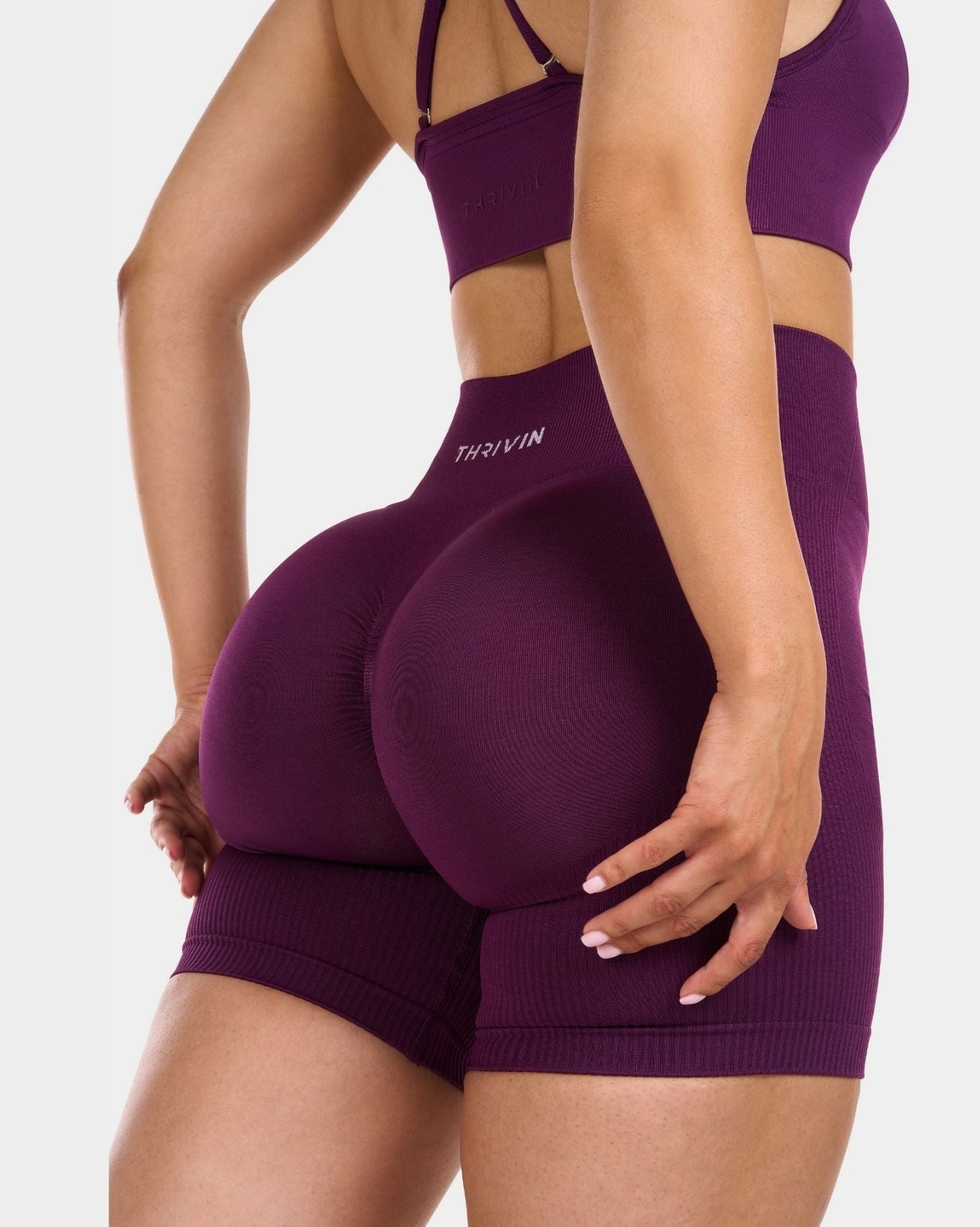 Seamless Sculpt Ribbed Contour Shorts | Plum