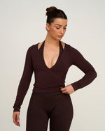 The Essential Collection Wrap Top | Coffee