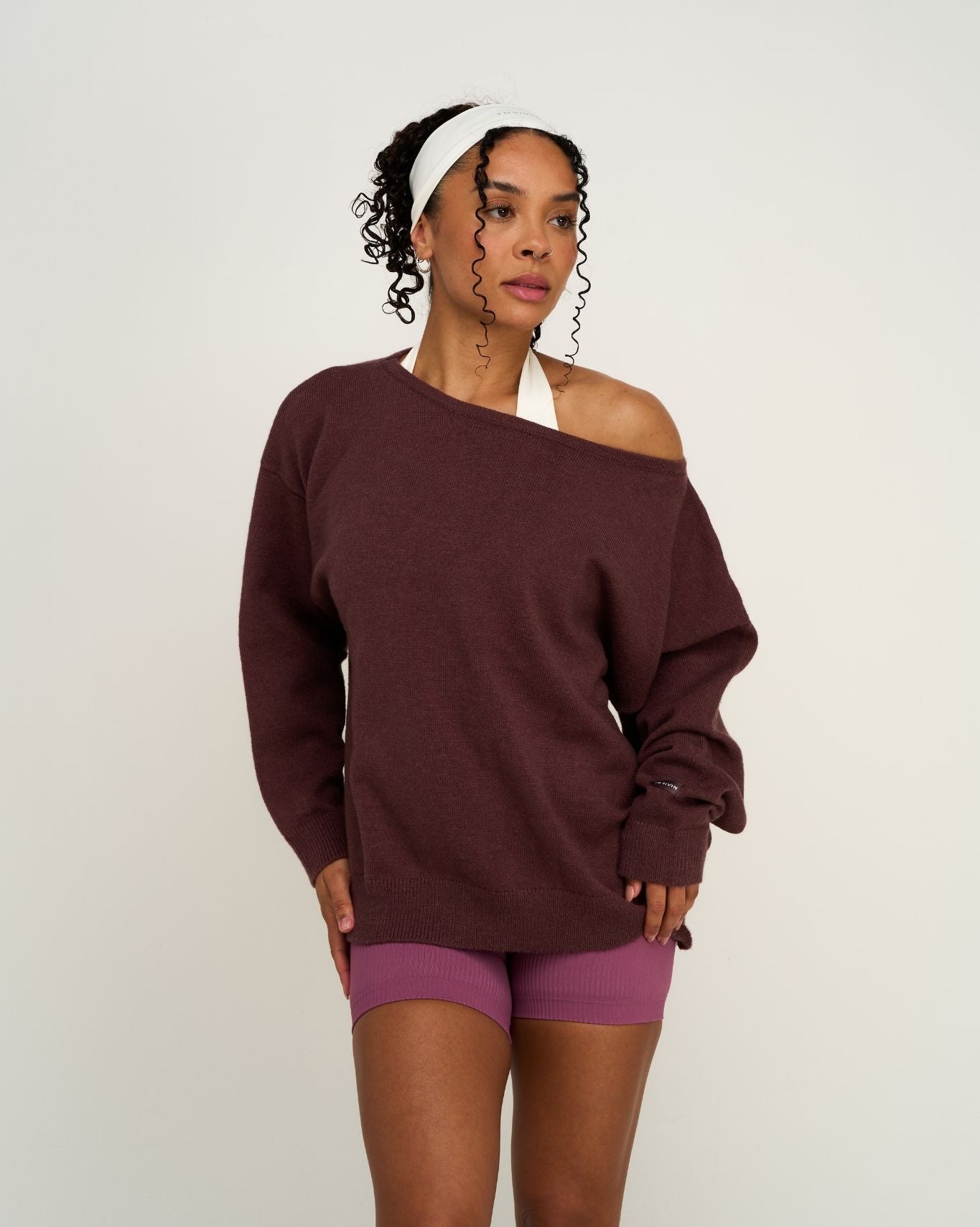 Off Shoulder Sweater | Dark Mauve