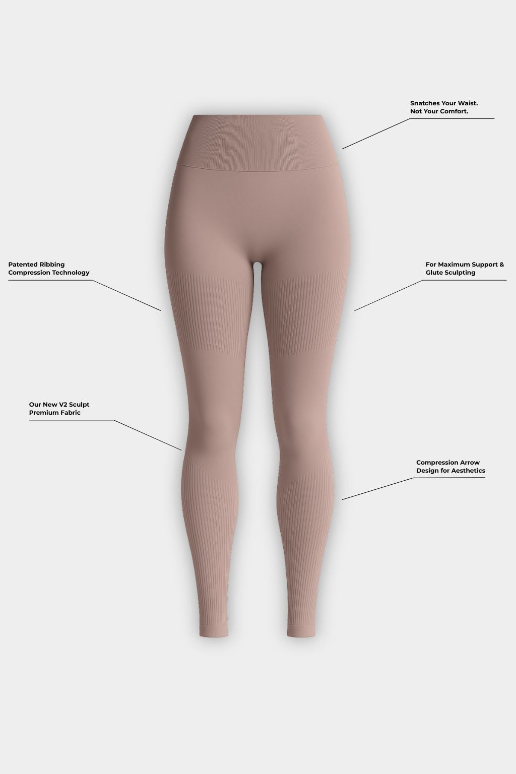 SculptV2 Ribbed Contour Leggings - Khaki