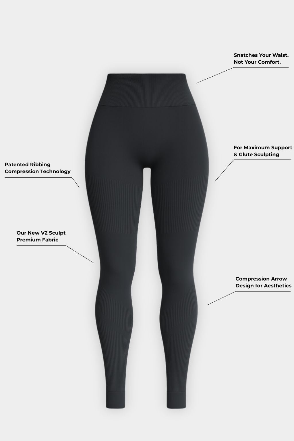 SculptV2 Ribbed Contour Leggings - Charcoal Grey