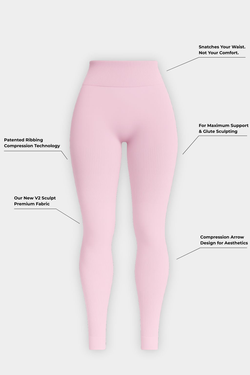 SculptV2 Ribbed Contour Leggings - Pilates Pink