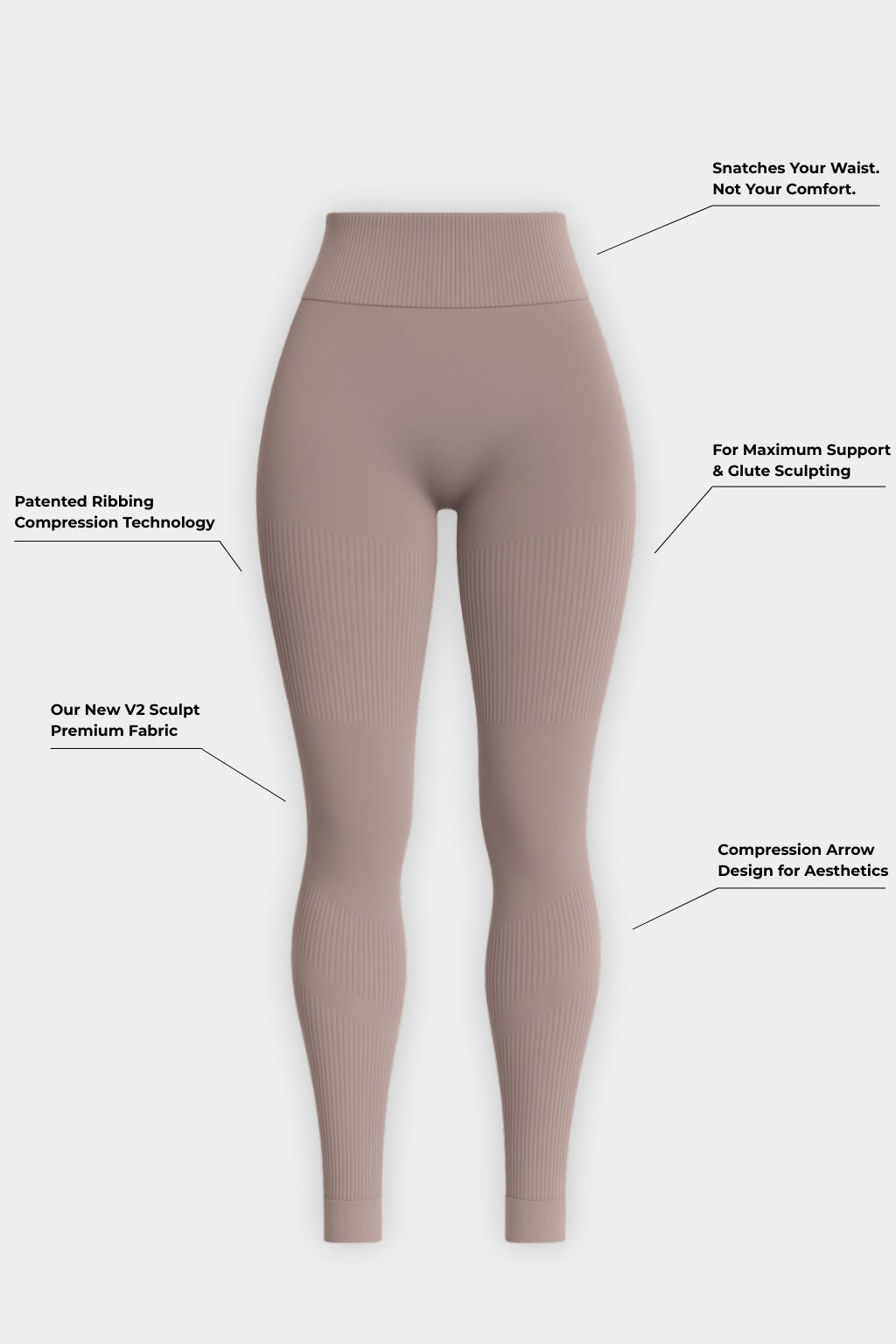 Arise - skulptur ribbed kontur leggings - sort