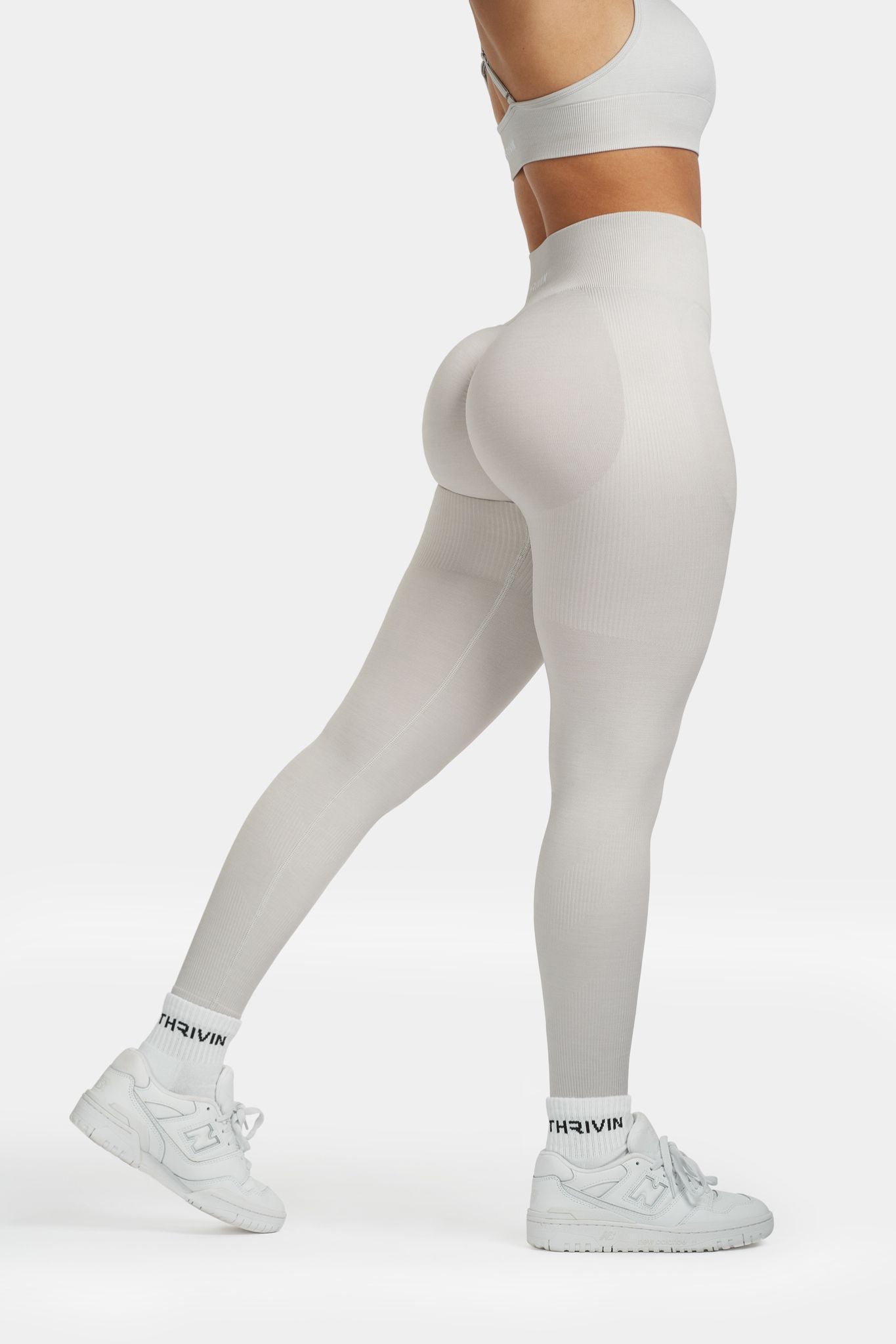 Arise - Seamless Sculpt Ribbed Contour Leggings - Licht Grijs