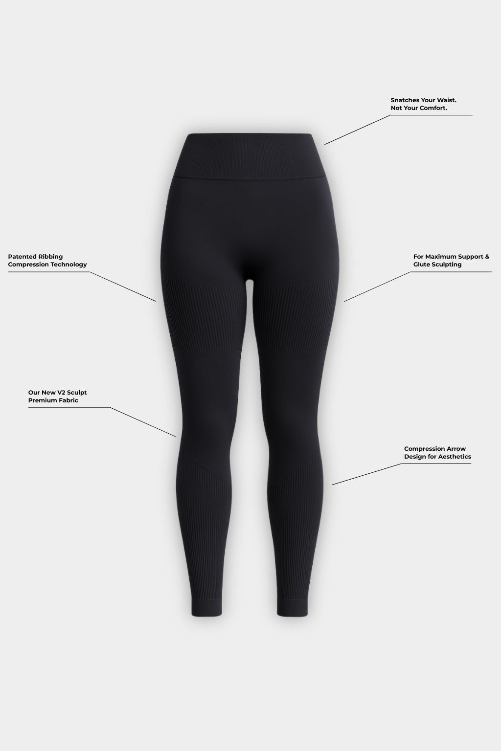 SculptV2 Ribbed Contour Leggings - Charcoal Grey
