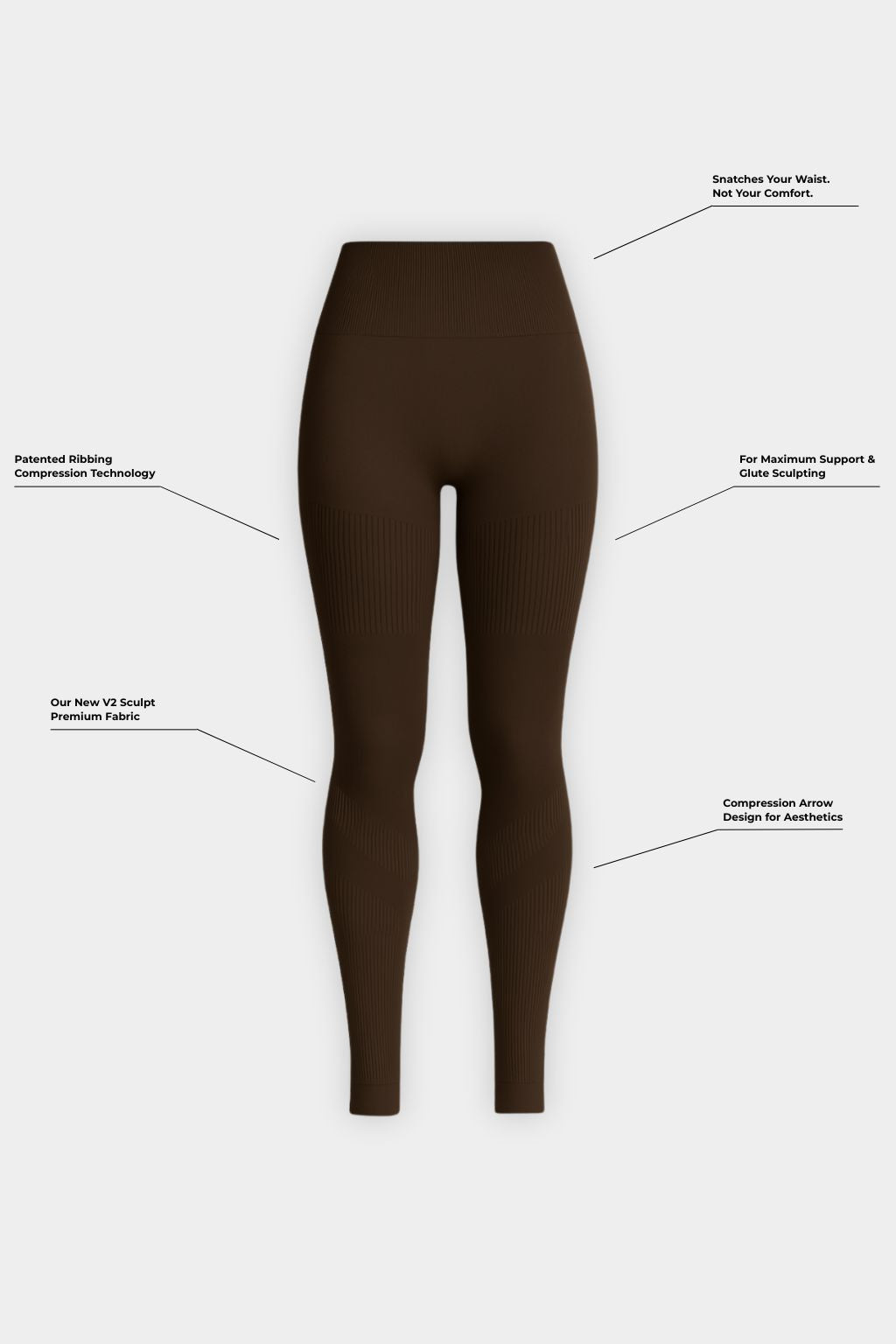SculptV2 Ribbed Contour Leggings - Bourbon Brown