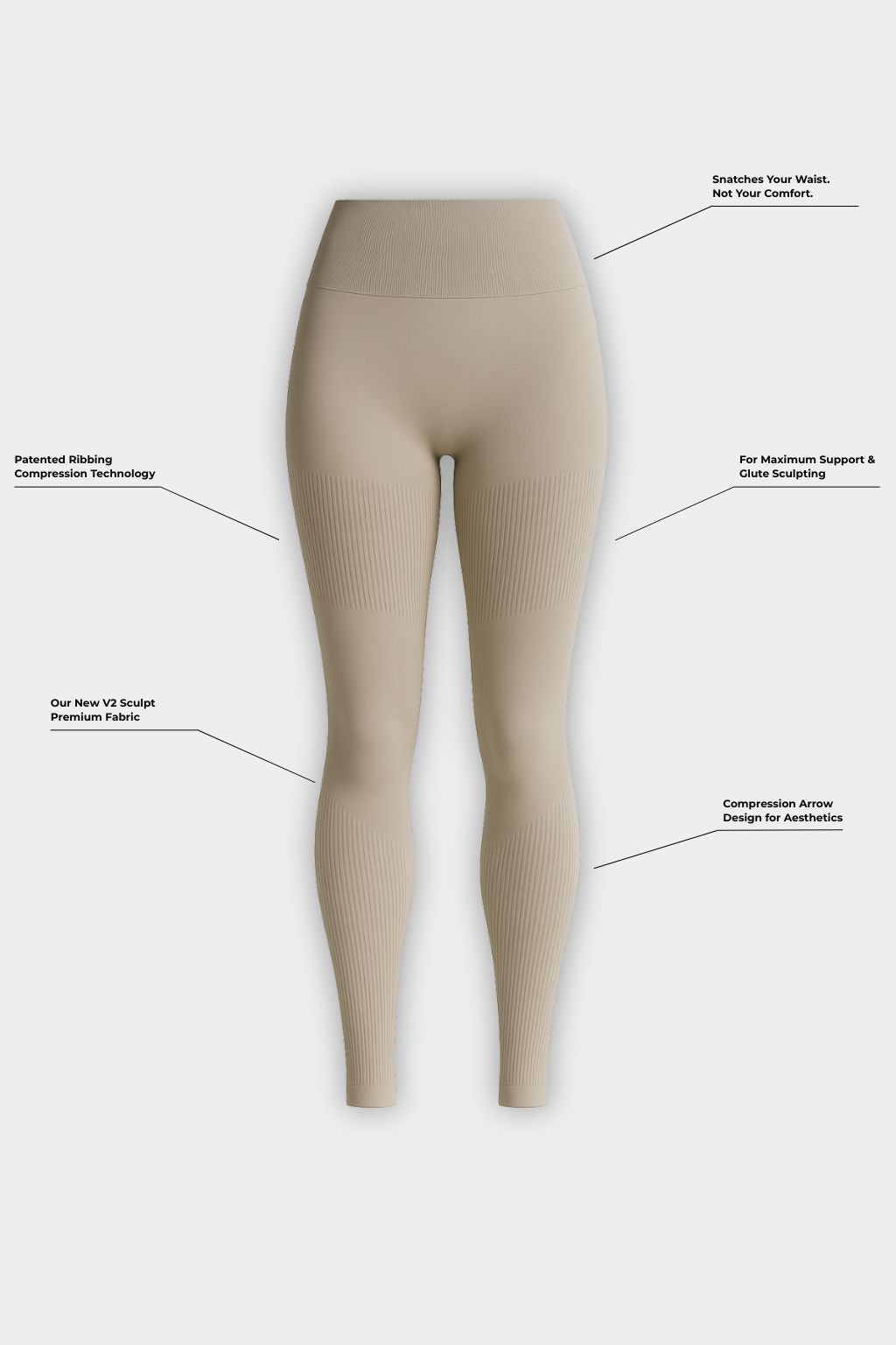 SculptV2 Ribbed Contour Leggings - Khaki