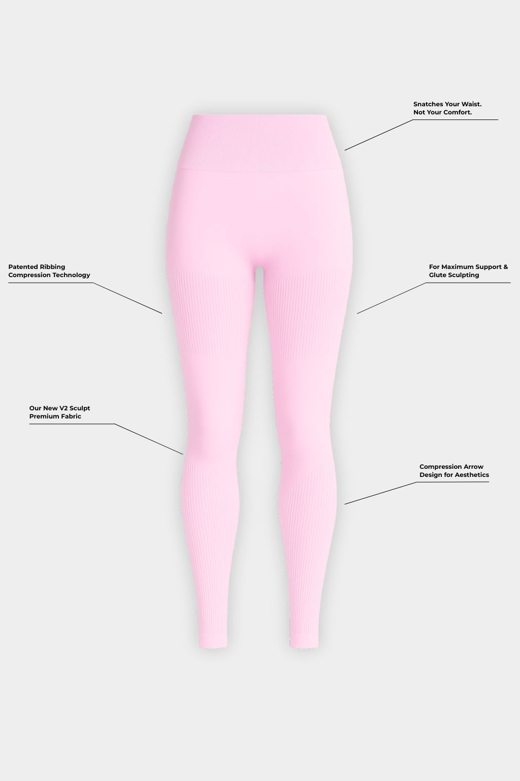 SculptV2 Ribbed Contour Leggings - Pilates Pink