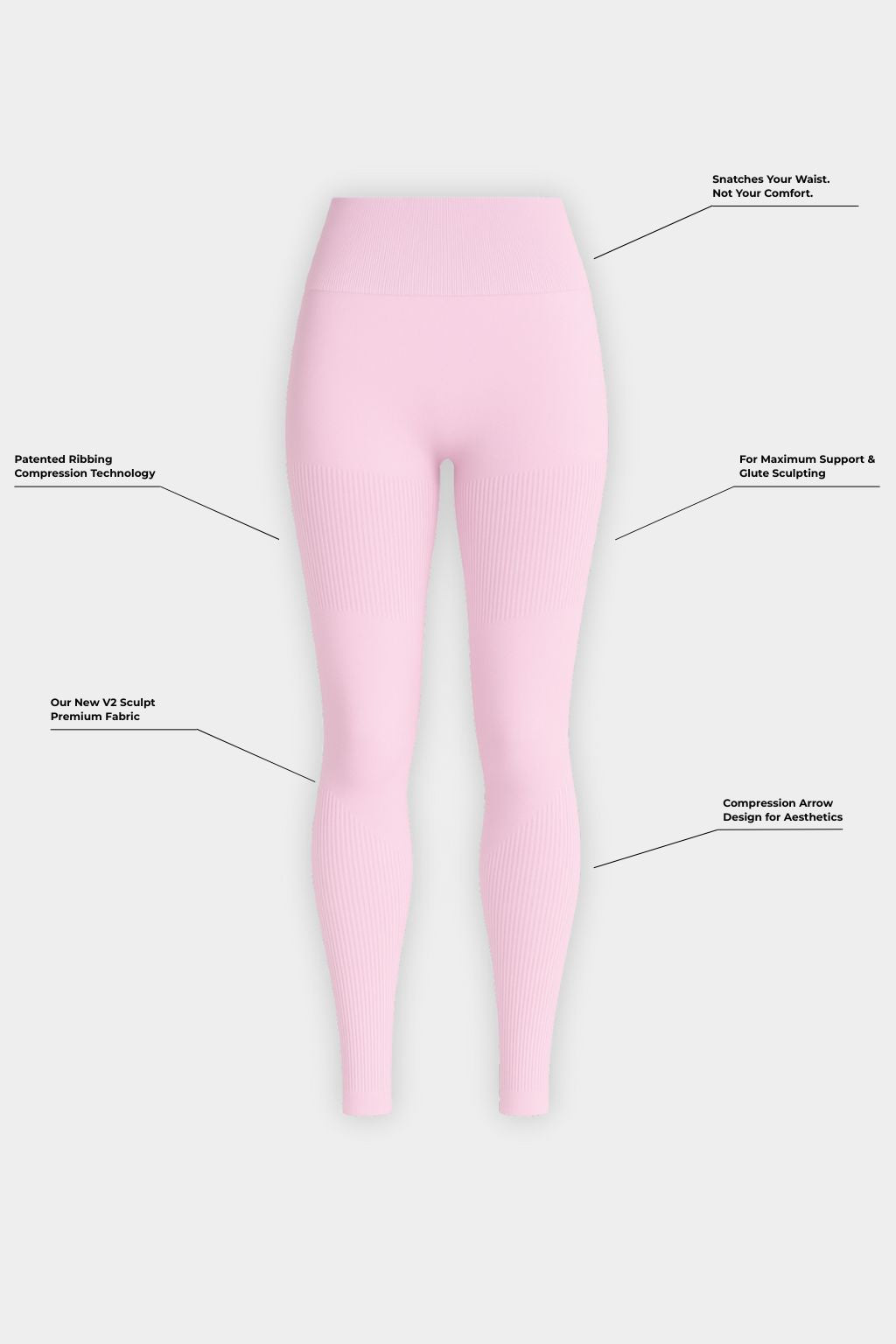 SculptV2 Ribbed Contour Leggings - Pilates Pink