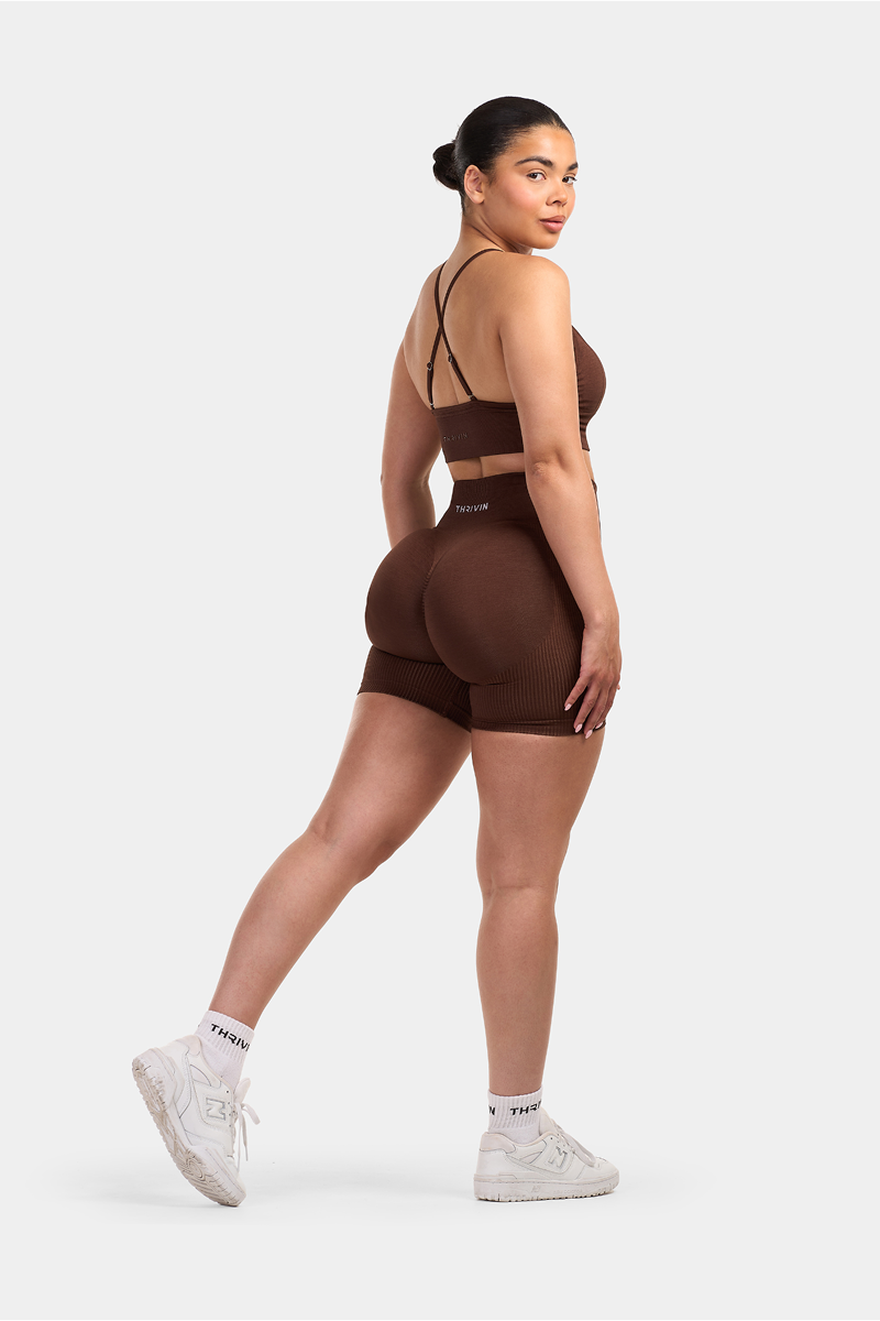 Seamless Sculpt Ribbed Contour Shorts | Brown
