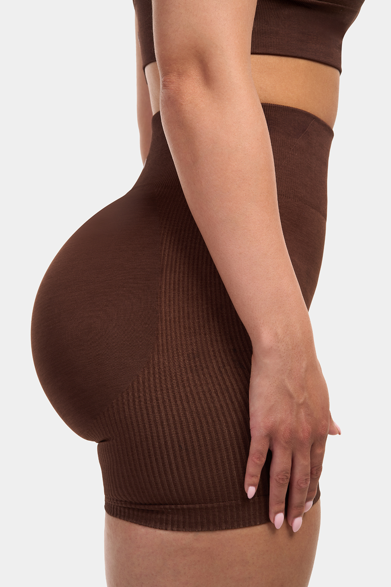 Seamless Sculpt Ribbed Contour Shorts | Brown