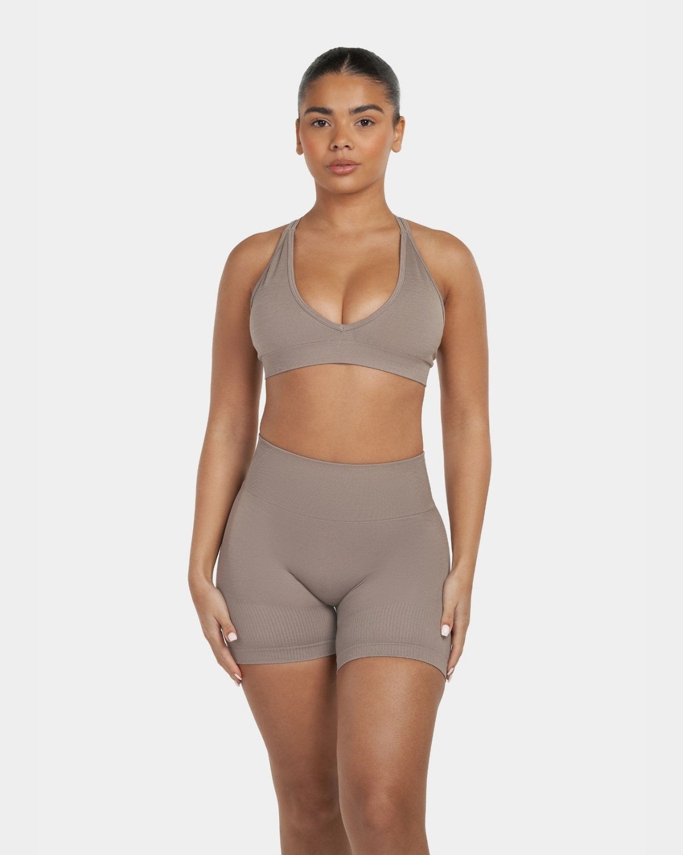 V-Neck Sculpt Seamless Bra | Khaki